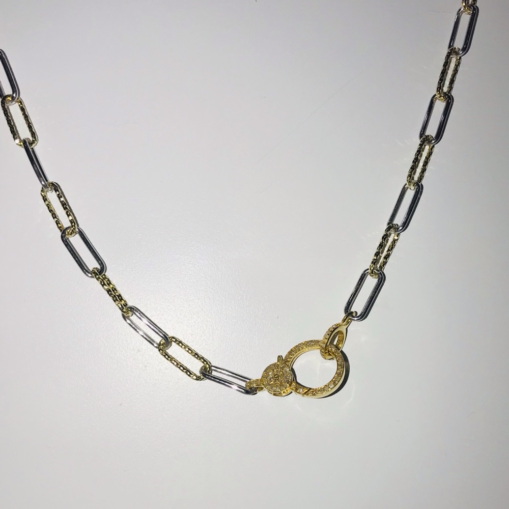14k gold filled necklace /diamond clasp